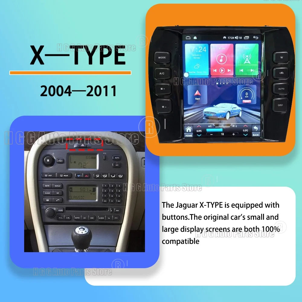 GPS Navigation For Jaguar XJ X-TYPE S-TYPE 2004-2011 DSP Carplay Car Multimedia Player Auto Radio Tape Recorder Video Android 14