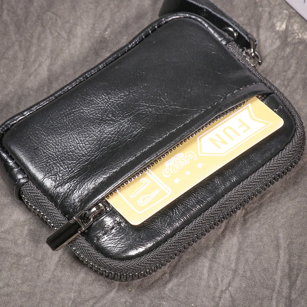 LUOKIR Simple Coin Bag Leather Coin Purse Ladies Soft Leather Zipper Pouch Large Capacity Wallet Cowhide Card Holder