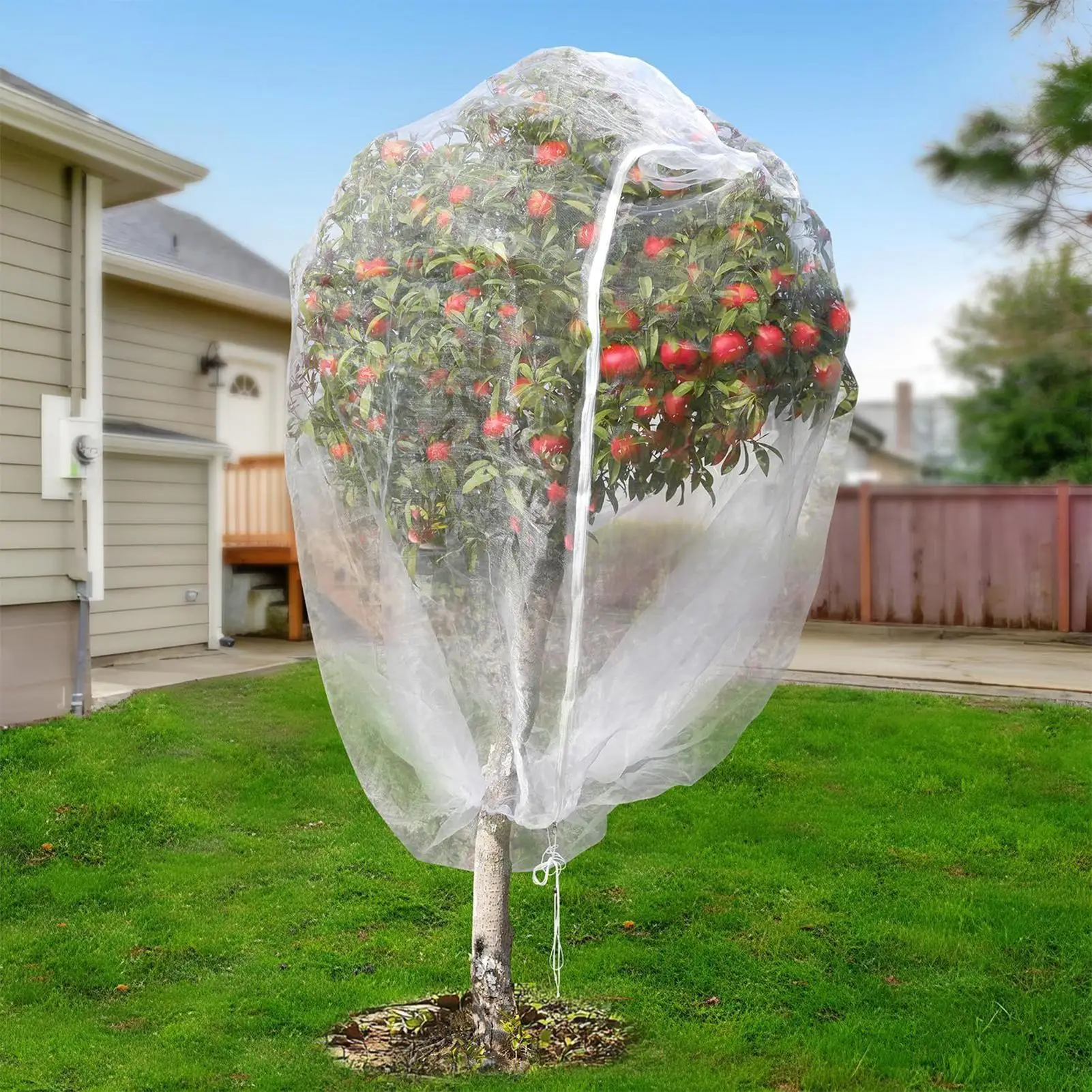 

Сетка для птиц для сада с застежкой-молнией, многоразовые дышащие принадлежности на шнурке, чехлы для садовых растений для замораживания в помещении на открытом воздухе