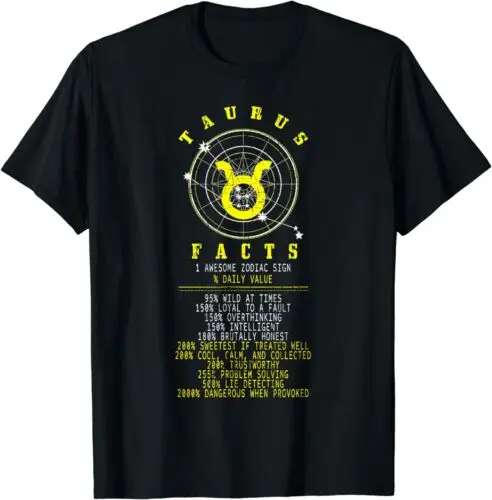 NEW Taurus Facts Awesome Zodiac Sign Horoscope Symbol Astrology T-Shirt S-3XL