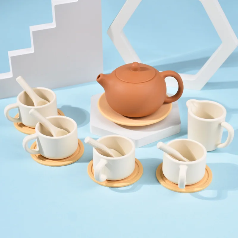 シリコン製アフタヌーンティーセットおもちゃごっこ遊び食べ物学習ロールプレイゲーム幼児向け早期教育玩具女の子男の子子供ギフト