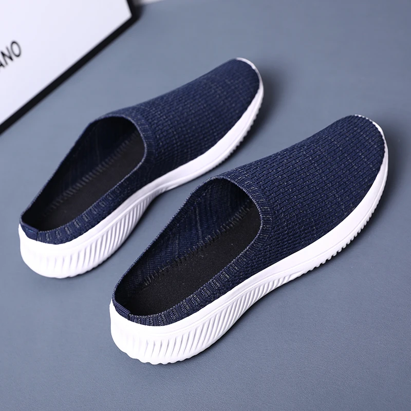 Summer Mesh Men Casual Shoes Breathable Half Loafers Fashion Outdoor Indoor Slippers Women Flats Comfortable Couple Sneakers