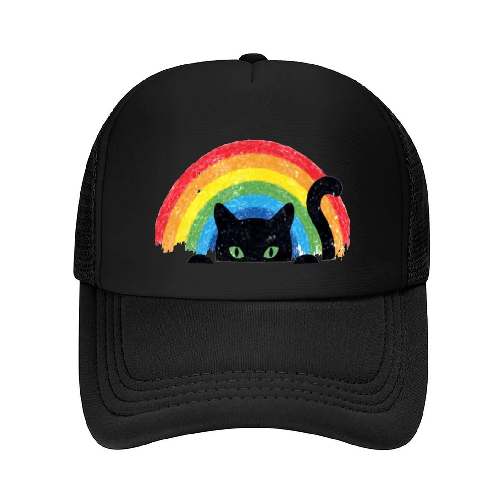 

Black cat rainbow Baseball Cap Hat Man Luxury New Hat Thermal Visor Snap Back Hat Women's Beach Outlet 2025 Men's