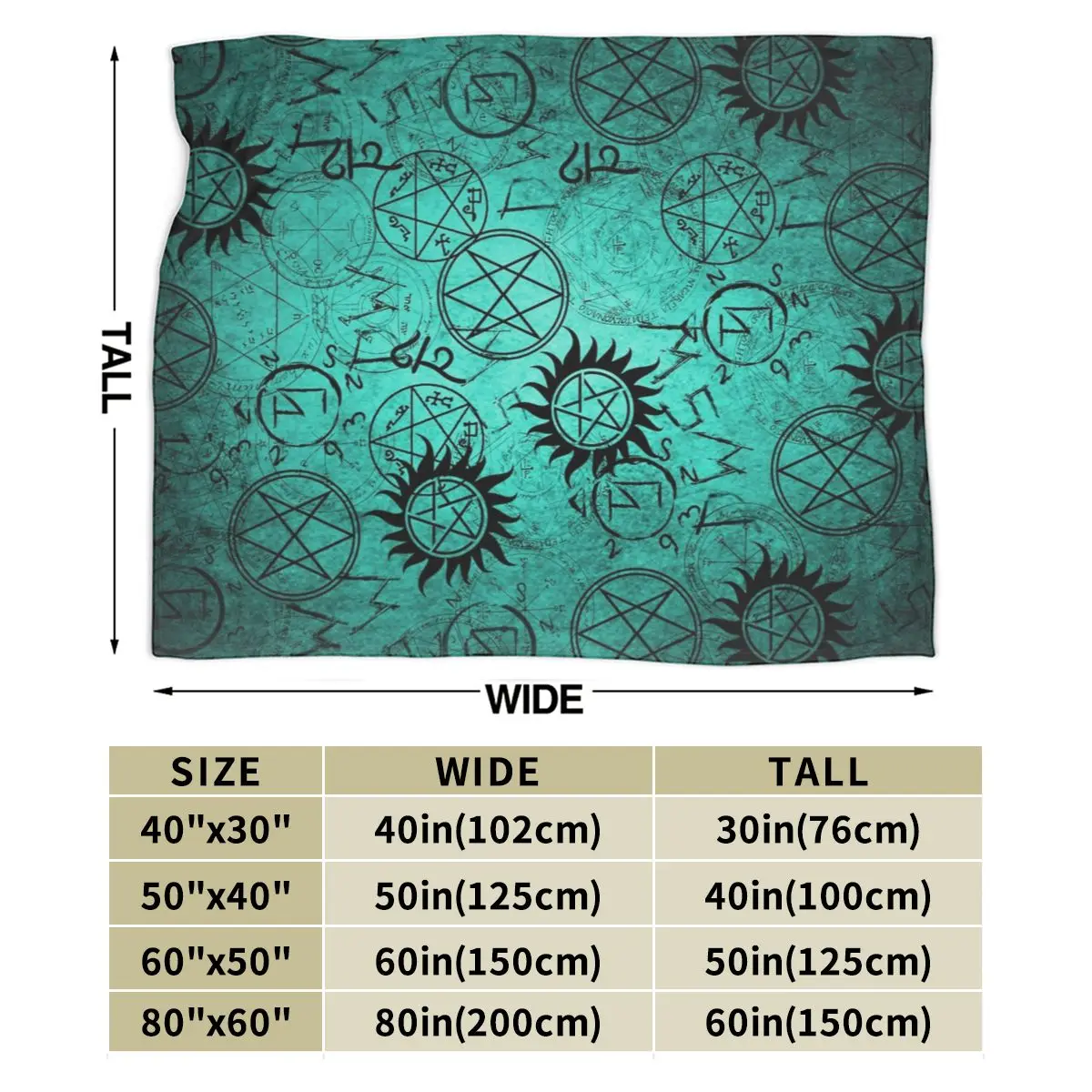 Supernatural Teal Blanket Soft Warm Flannel Throw Blanket Bedding for Bed Living room Picnic Travel Home Sofa