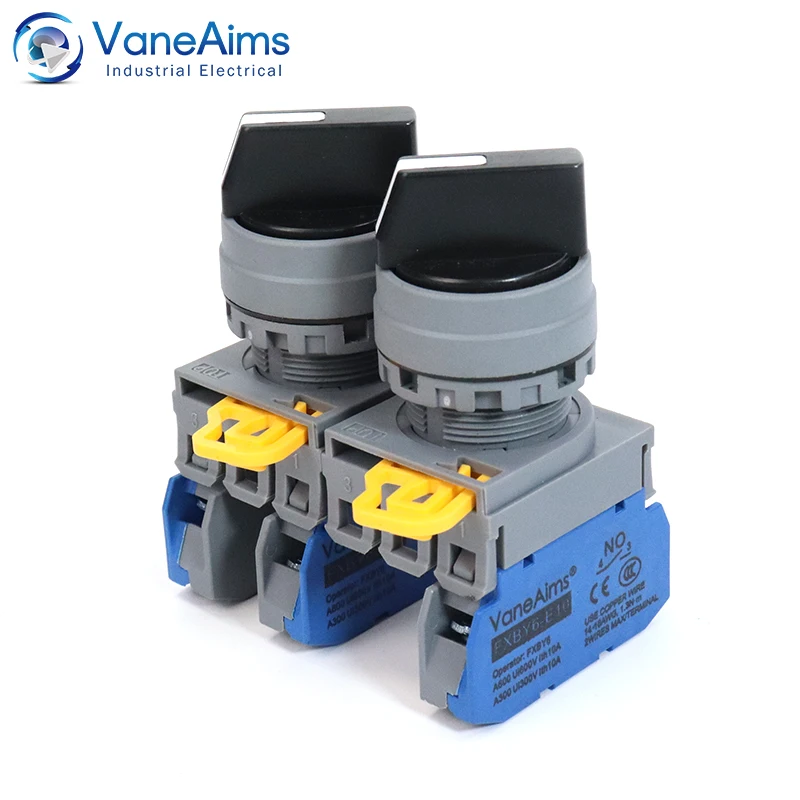 

VaneAims 22mm Plastic Knob Rotary Switch FXBY6 Momentary Self-Locking Power Start Switch 2/3 Position 1NO1NC Circuit Control