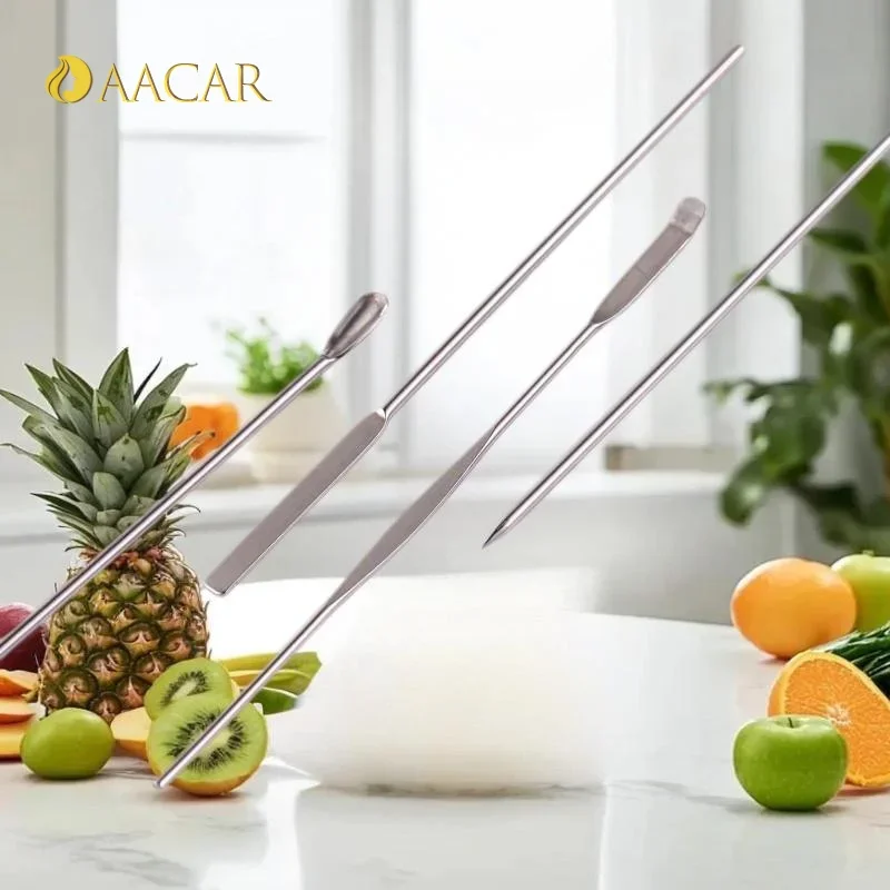 4 Uds. Herramienta de varilla agitadora de acero inoxidable para decoración de uñas, cuchara para esmalte de Gel líquido en polvo, espátula, herramienta para mezclar bases para salón y hogar