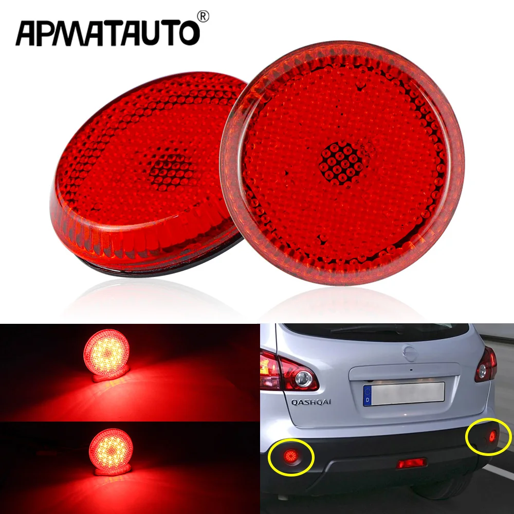 2 pces led luzes refletoras do para-choque traseiro para toyota corolla 2007-2010 para nissan qashqai para pathfinder cauda parar lâmpada de freio