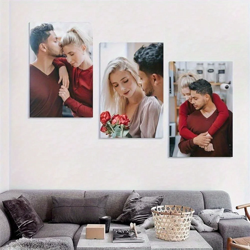 3-piece customizable personalized home decor poster set, available for couple photos, family, pets, weddings, and anniversaries image 4