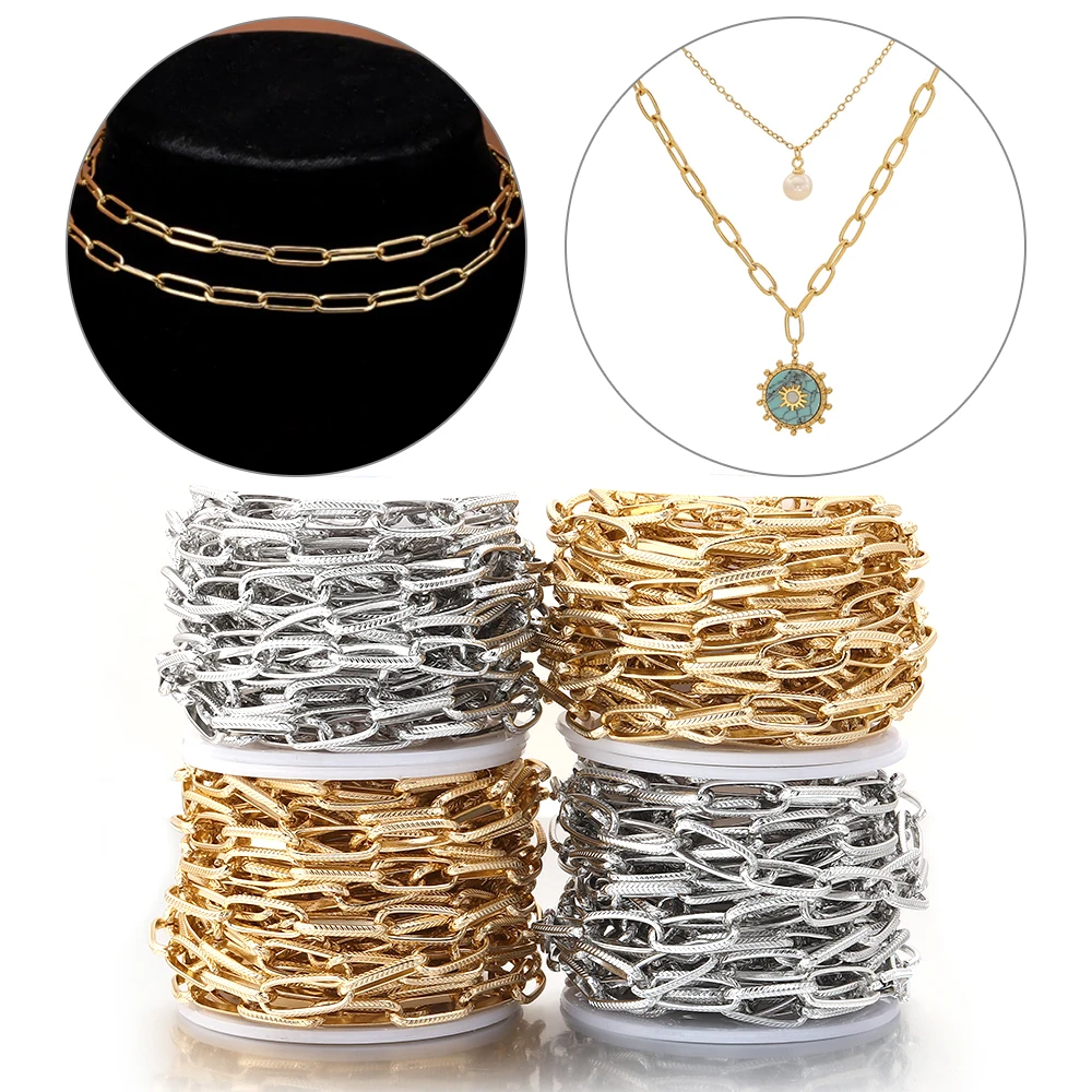 

15x6 мм 5 ярдов Золотая цепочка из алюминиевого сплава Звездный кабель Бордюрные цепи для ожерелья, браслета, изготовления ювелирных изделий своими руками, ручная работа, не выцветает