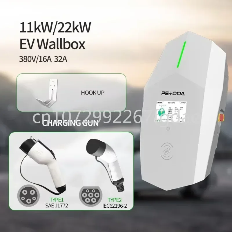 Ocpp EV Charging Station 22kw 11kw EV Charger Type 2 3 Phase 16a 32 Amp Plug in AC 22 KW EV Car Charger