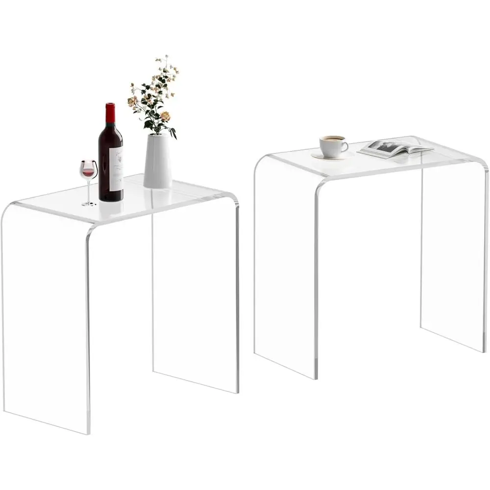 Clear Acrylic Side Table, 21 L x 12 W x 21 H, Ideal for Coffee/Nightstand, Small Spaces, Living Rooms, and Bedrooms