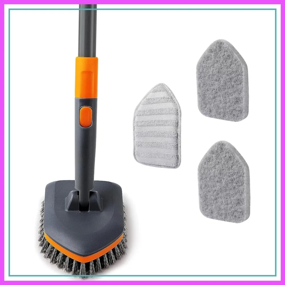 

Tile Tub Scrubber Brush with 3 Cleaning Heads, 56" Extendable Handle, No-Scratch for Bathroom, Kitchen, Toilet, Bathtub, Sink