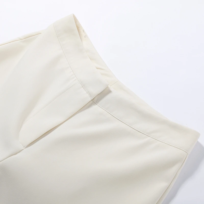 Eleganter Damenanzug mit Schnallengürtel, Blazer mit Revers und langen Ärmeln, schmal geschnittener Mantel und weit geschnittene Hose – Frühlingsneuheit – Detail 9