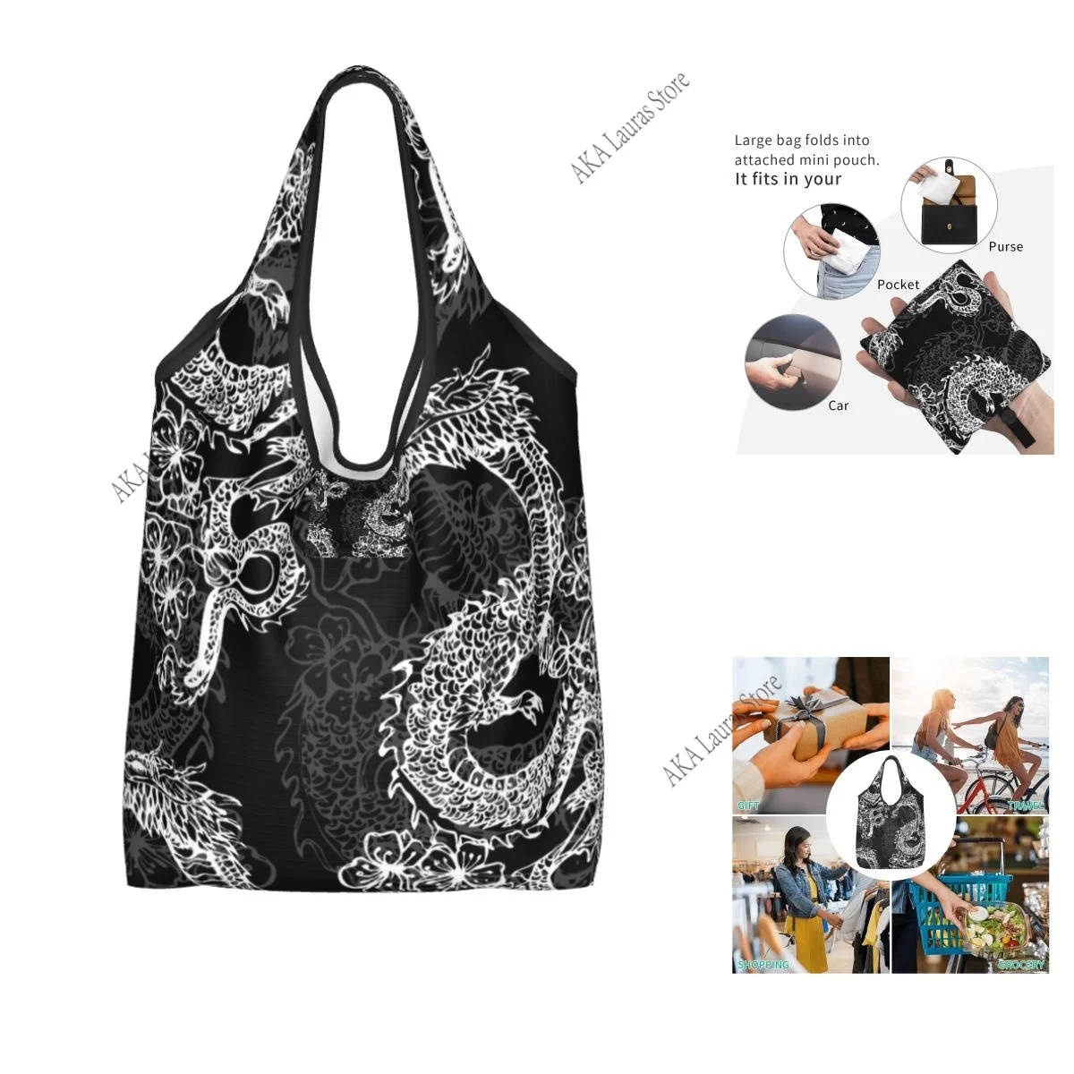 

Сумки для покупок женские портативные сумки-тоут Dragon Snapback большой емкости для продуктов