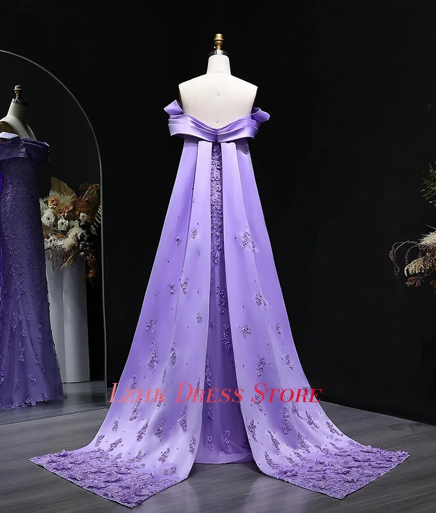 Personalizzato squisito organza dritto al largo della spalla paillettes perline fiori perle abito da sera abiti da ballo di moda