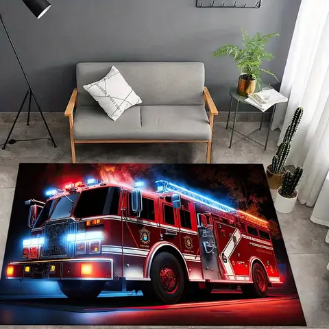 어린이 방 장식용 소방차 러그 비상 차량 테마 놀이방 액세서리 소방차 카펫 거실 바닥재