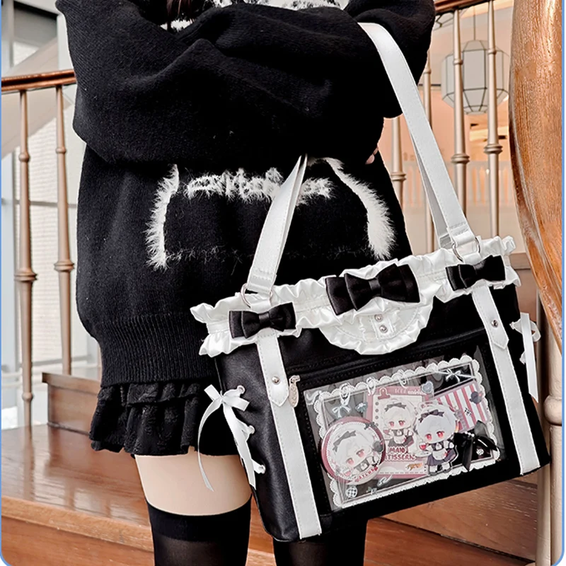 

Y2k Itabag Sweet Preppy Style Shoulder Tote Bag For Women Girls Large Capacity Kawaii PU Handbag Ulzzang Ita Bag With Bow