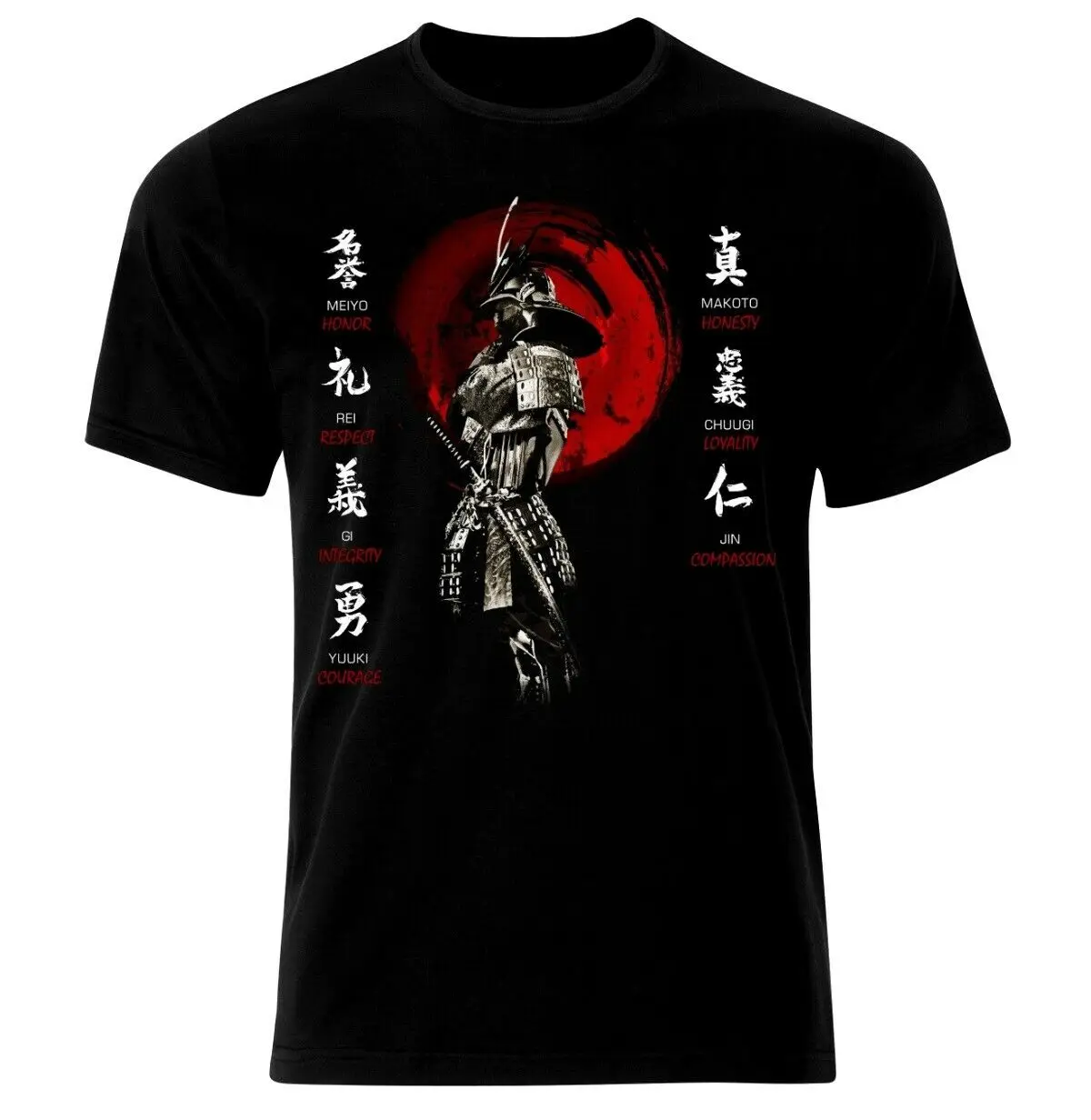 

Bushido Code Virtues Japanese Ronin Katana Samurai T-Shirt 100% Cotton O-Neck Summer Short Sleeve Casual Mens T-shirt Size S-3XL