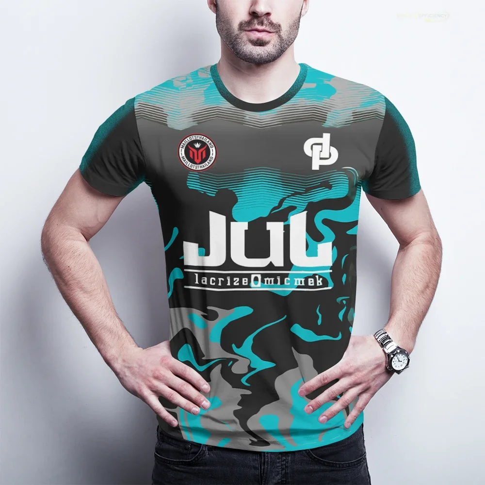 JUL Tchikita Jugend-Fußballtrikot mit Rundhalsausschnitt, 3D-Druck, modisches, atmungsaktives, schnelltrocknendes Sport-T-Shirt für Mannschaftstraining – Detail 3