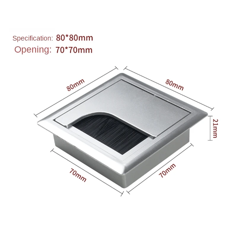 1Pc รูครอบคลุม Grommet เงิน ABS พลาสติกรูปสี่เหลี่ยมผืนผ้าสาย Grommet Hole สำหรับโต๊ะคอมพิวเตอร์ตาราง