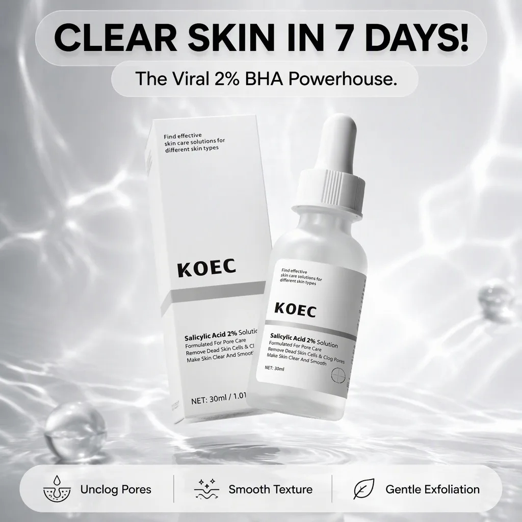 Salicylic Acid 2% BHA Face Serum 30ml Pore Care Unclog Pores Gentle Exfoliation Smooth Texture for Acne Prone Skin