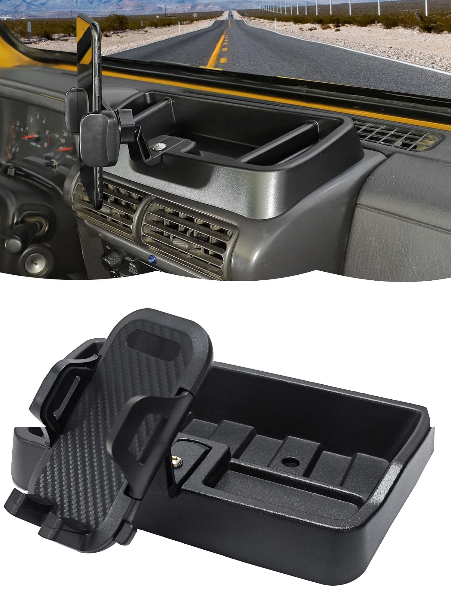 

Dashoboard Phone Mount Storage Tray For Jeep Wrangler TJ 1997-2006 Dash Cellphone Holder Interior Organizer