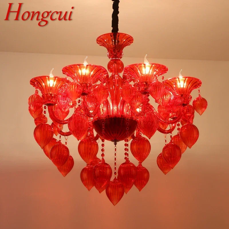 

Hongcui European Pendent Lamp Red Candle Lamp Luxury Art Living Room Restaurant BedroomVilla Hotel KTV Chandelier