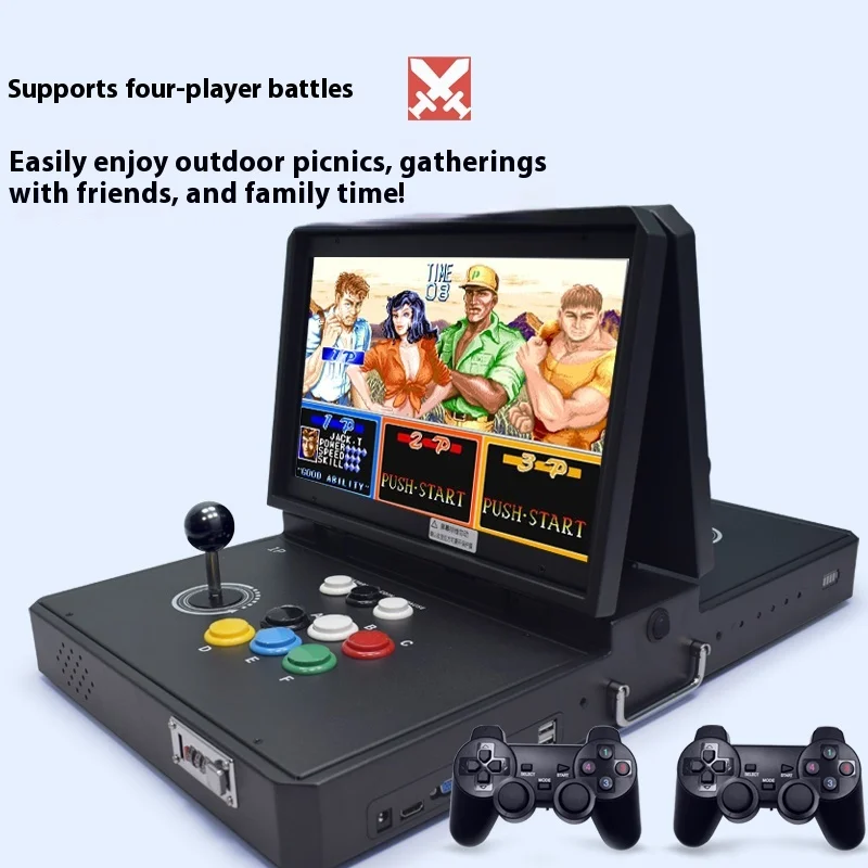 Máquina de jogo de arcade 10 polegadas 14 polegadas encosto portátil doméstico dobrável rocker de tela dupla integrado pandora moonbox
