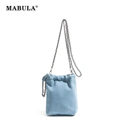 MABULA Vintage Girls Mini telefon portmonetka miękka dżinsowa torebka torebka na ramię odpinany łańcuszek projekt moda prosta torba typu Crossbody