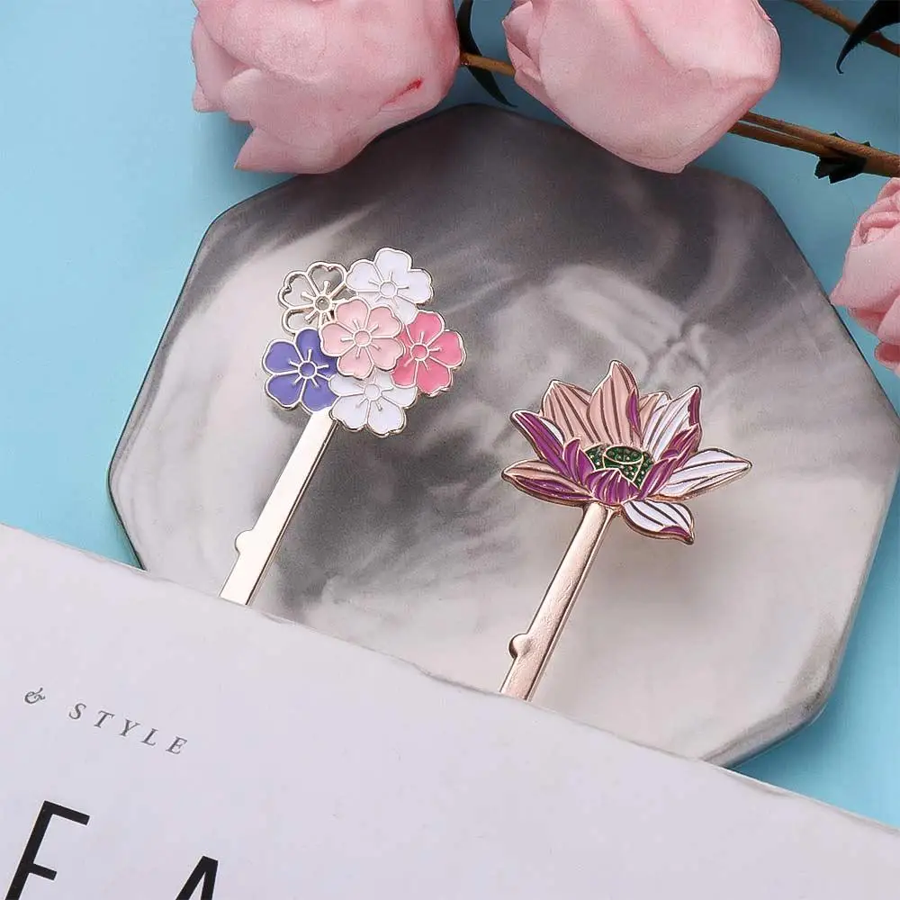 Creative School Supplies Colorful Sakura Lotus Flower Bookmarks Students Page Label Bookmarks Reading Assistant Book Support