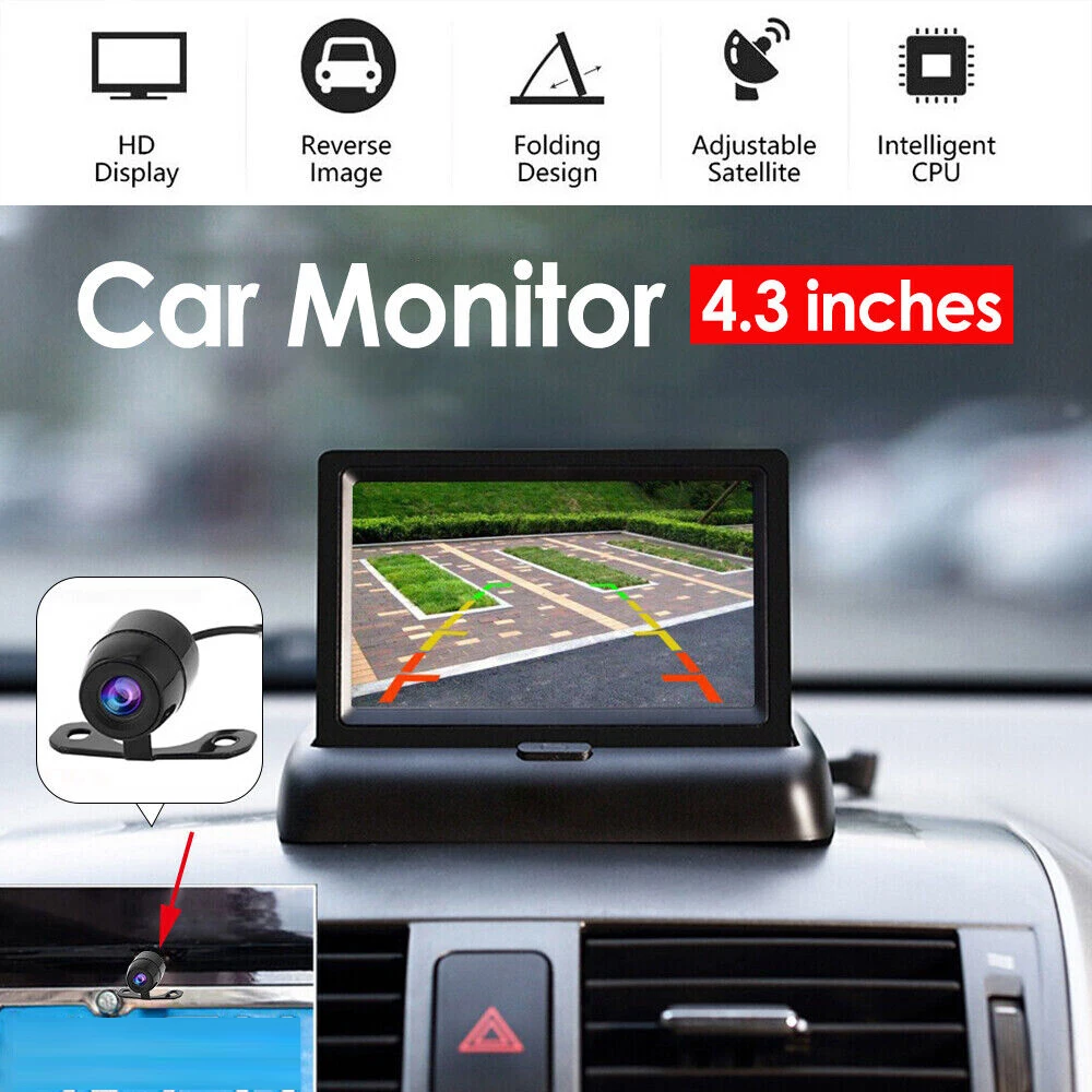 12.7 cm Foldable TFT LCD Backup Camera Monitor only Rear View Reverse Display Screen, for Car Backup Van Truck