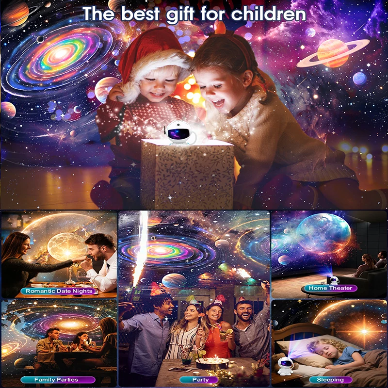 Astronaut Galaxy Projector, Star Projectors with 12 Space Films, Planetarium Light Ceiling Nebula, Kids Room Decor