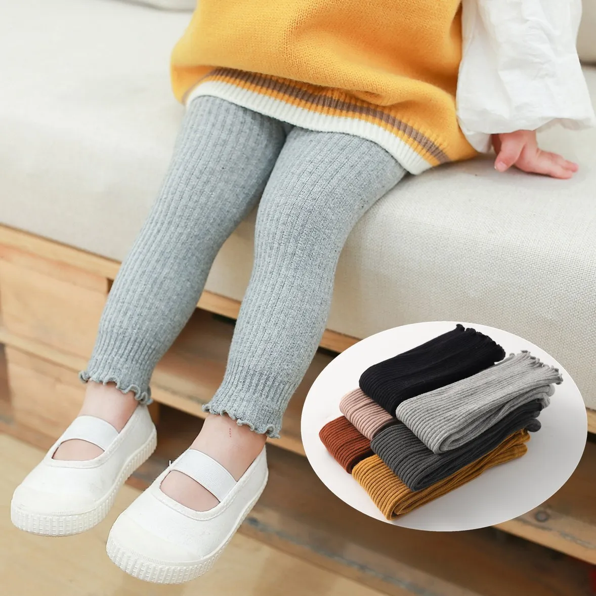 Spring Autumn Children's Leggings Baby Girls' Tights Solid C