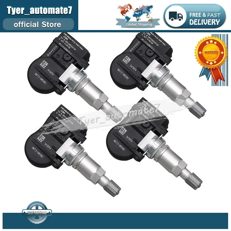 433MHz 4Pcs TPMS Tire Pressure Sensor Monitoring System 9673198580 For Citroen C4 C5 C6 C8 Peugeot 207 307 407 508 607 807 1007