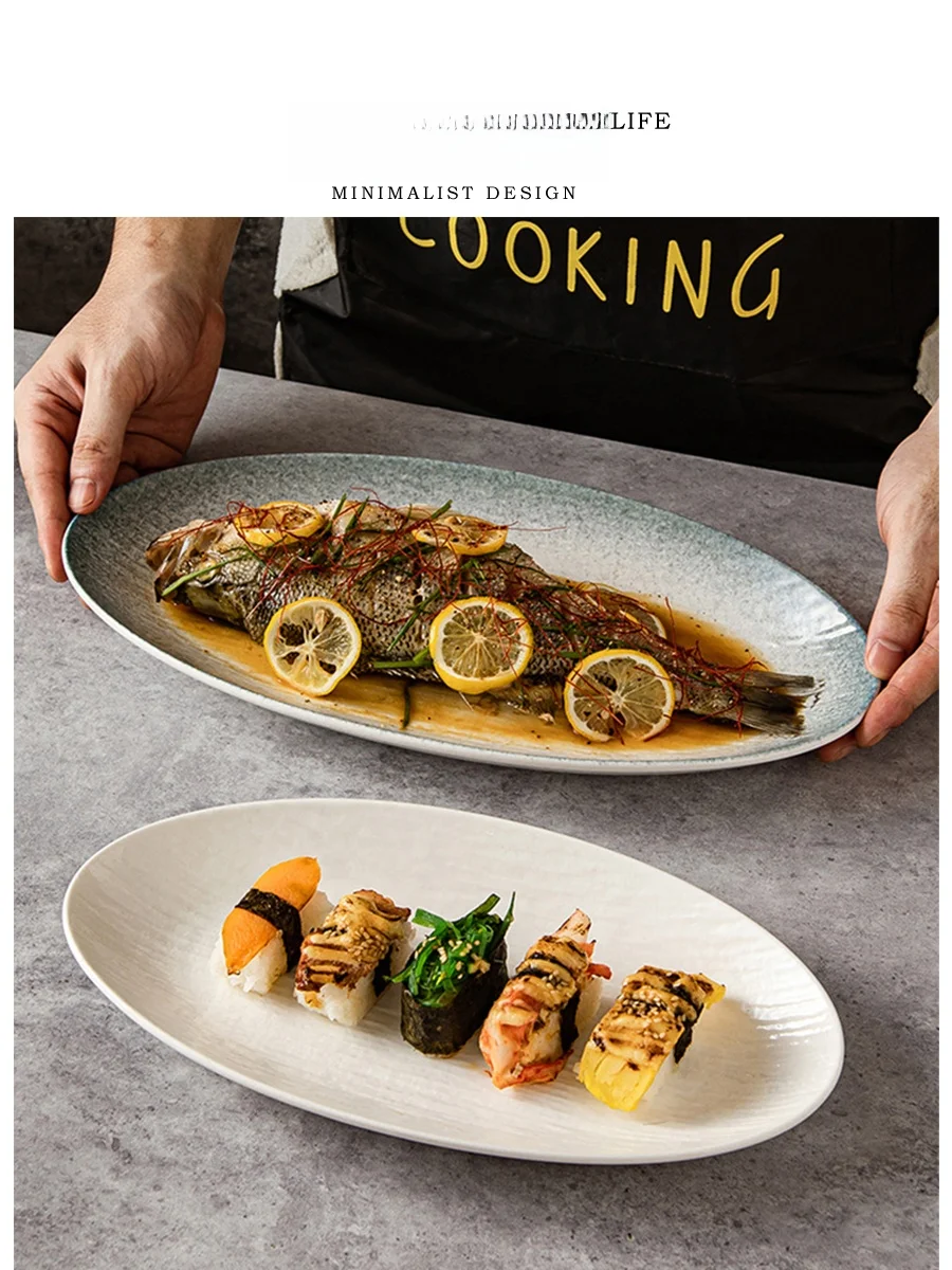 

Tlife Nordic Sle Underglaze Cerc Fi Steng Plate Elliptical ape Fi Di Dining Utensils for Home Use And Parties