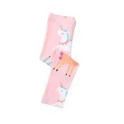 Calças lápis magro de comprimento total das meninas do bebê, leggings impressão unicórnios, 2-7T, venda quente, outono, primavera