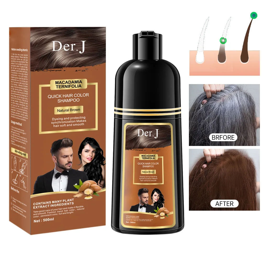 

Australian 500ml Coloring Shampoo Natural Black Color for Men Women Hair Dye Herbal Brown Coloring Care Hair Dye Shampoo