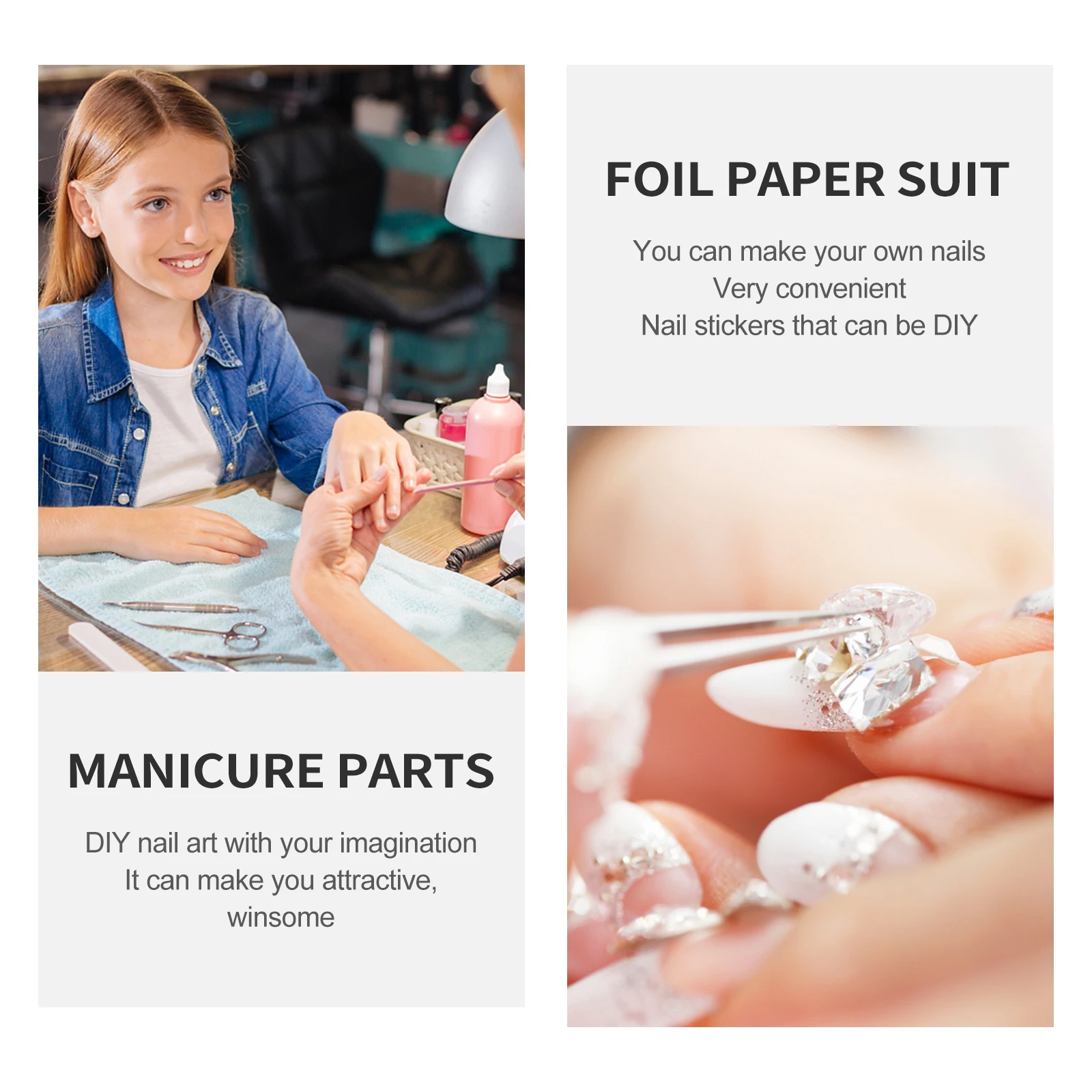 

2 Sets Tin Foil Metallic Flakes Craft Supplies Shining Nails DIY Projects Gold Silver Flakes Nail Art Decals Manicure