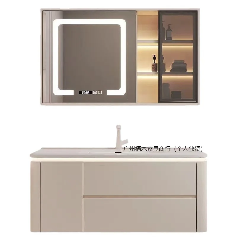 Internet celebrity new ceramic integrated basin bathroom combination  washstand side cabinet sink