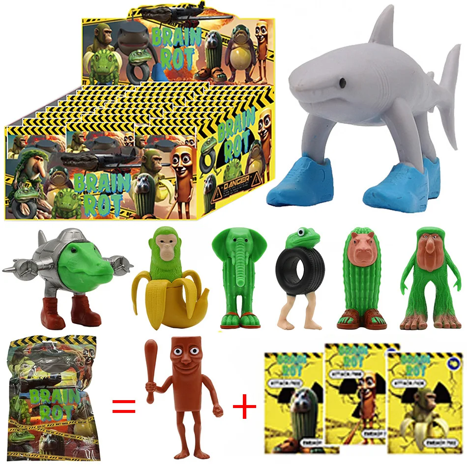 

Blind box Brainrot Tung Sahur Figure Toy Tralalero Tralala Figures Bombardino Crocodilo Shimpanzini Bananini Model Decor