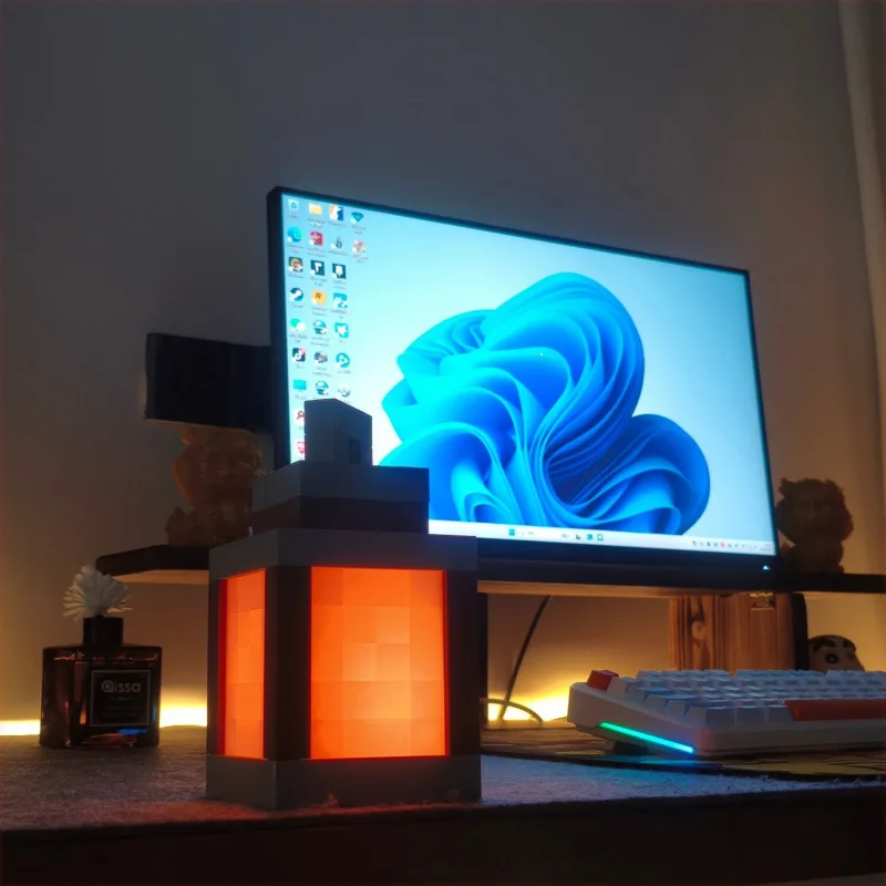 Сwiecąca Lampka Nocna Latarnia, Ładowalna Pixel Light المحيطة بغرفة نوم الأطفال مصباح لتهيئة الجو ديكور المنزل حلية