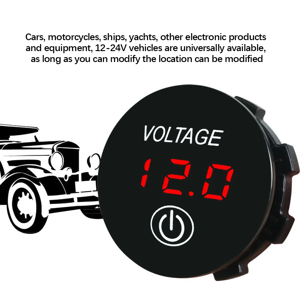 Car Motorcycle DC6-36V LED Panel Digital Voltage Meter Battery Capacity Display Voltmeter with Touch ON OFF Switch