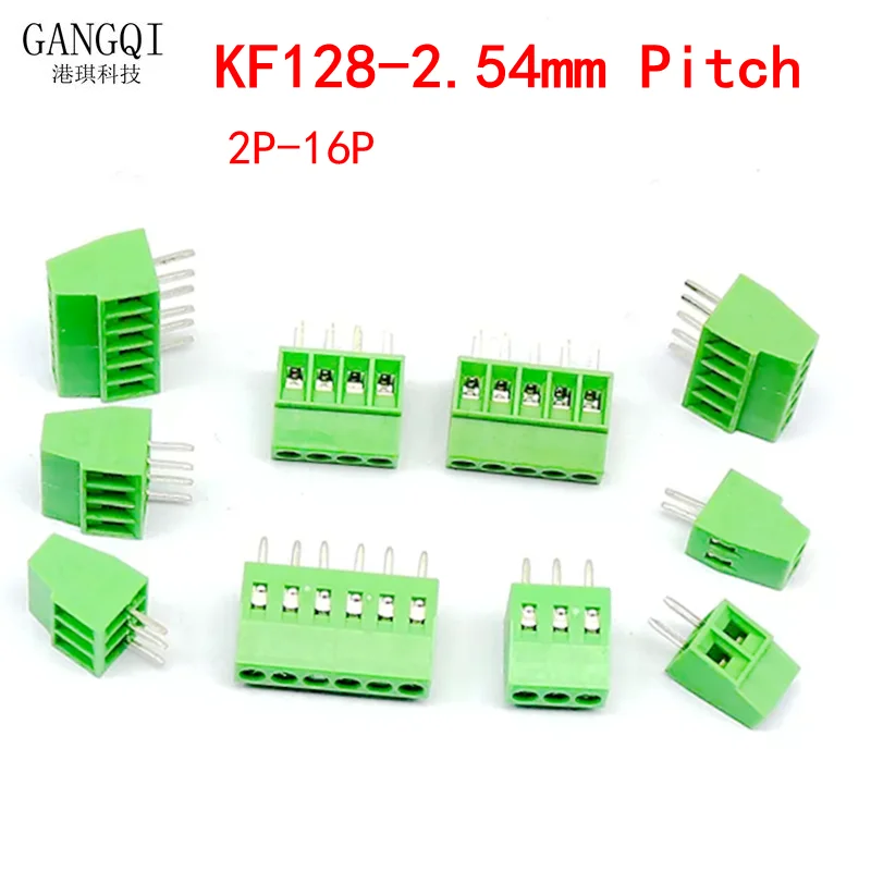 5PCS KF128 2.54mm PCB Mini Screw Terminal Blocks Connector for Wires KF128-2.54 2P 3P 4P 5P 6P 7P 8P 9P 10P 12P 16P Terminal