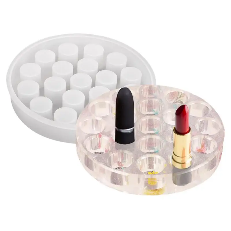 Circle Candle Holder Mould Resin Lipstick Container Mold Silicone Resin Lipstick Container Casting Molds For Trays And Jewelry