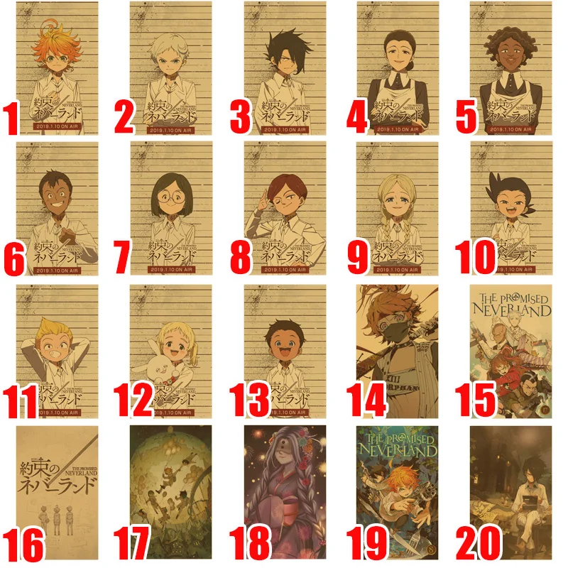 The Promised Neverland Anime Poster Home Decor Emma Norman Ray Mother Isabella Wall Paper Poster Bar Room Decoration Printing S2