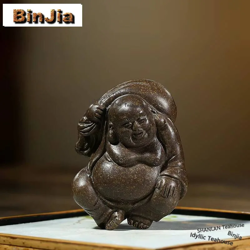

Handmade Bronze Color Yixing Purple Clay Tea Pet Creative Stunned Arhat Tea Play Figurine Toys Sculpture Crafts Teaset Ornaments
