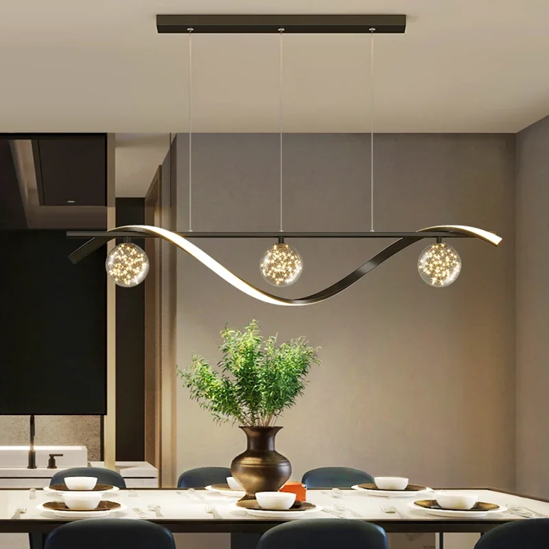 Modern Minimalist Led Pendant Lamps Dimming for Kitchen Island Coffee Table Dining Room Ceiling Chandelier Home Lighting Fixture
