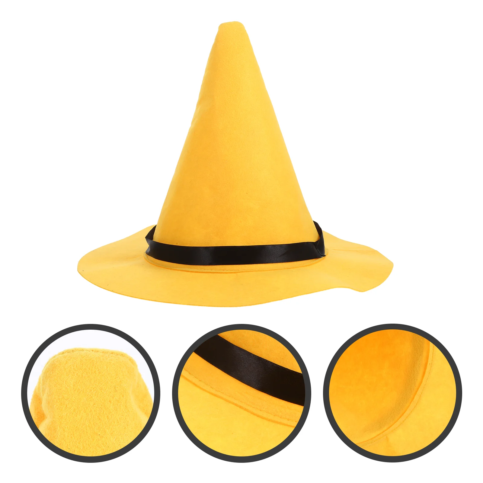 Witch Hats for Women Halloween Costumes Decorative Decorations Yellow Felt Cloth