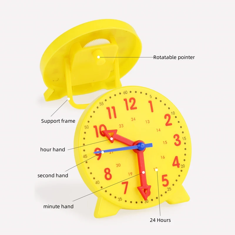 Zegar edukacyjny do nauki i demonstracji z 1 plastikowym zegarem i 3 kostkami do liczenia, zabawka edukacyjna do nauki matematyki dla dzieci, prezent na Boże Narodzenie.