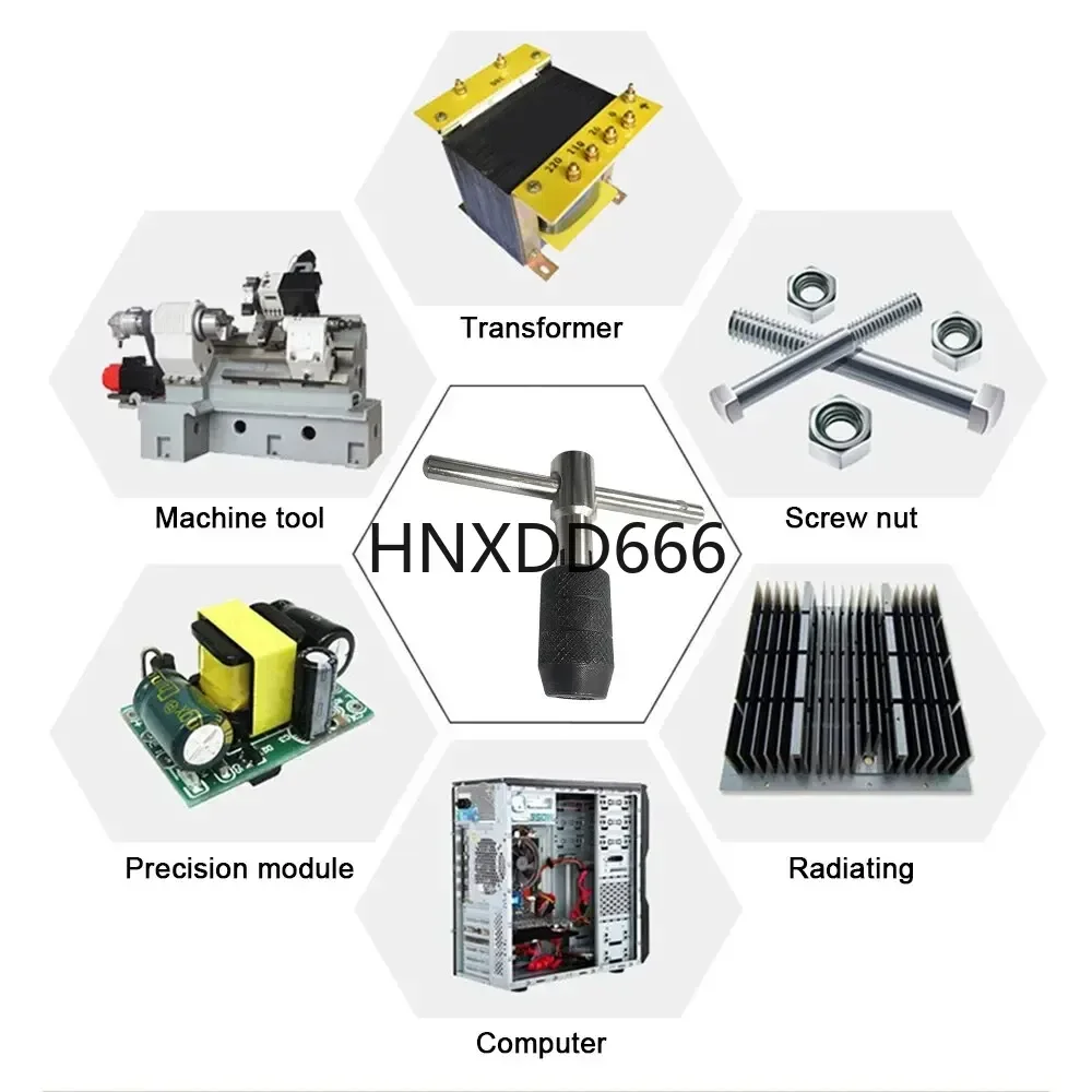 3-6mm T-shaped Tap Wrench 5pc Hand Tap M3-M8 Tapping Screwdriver Wrench Thread Tapping Hand Tool Set